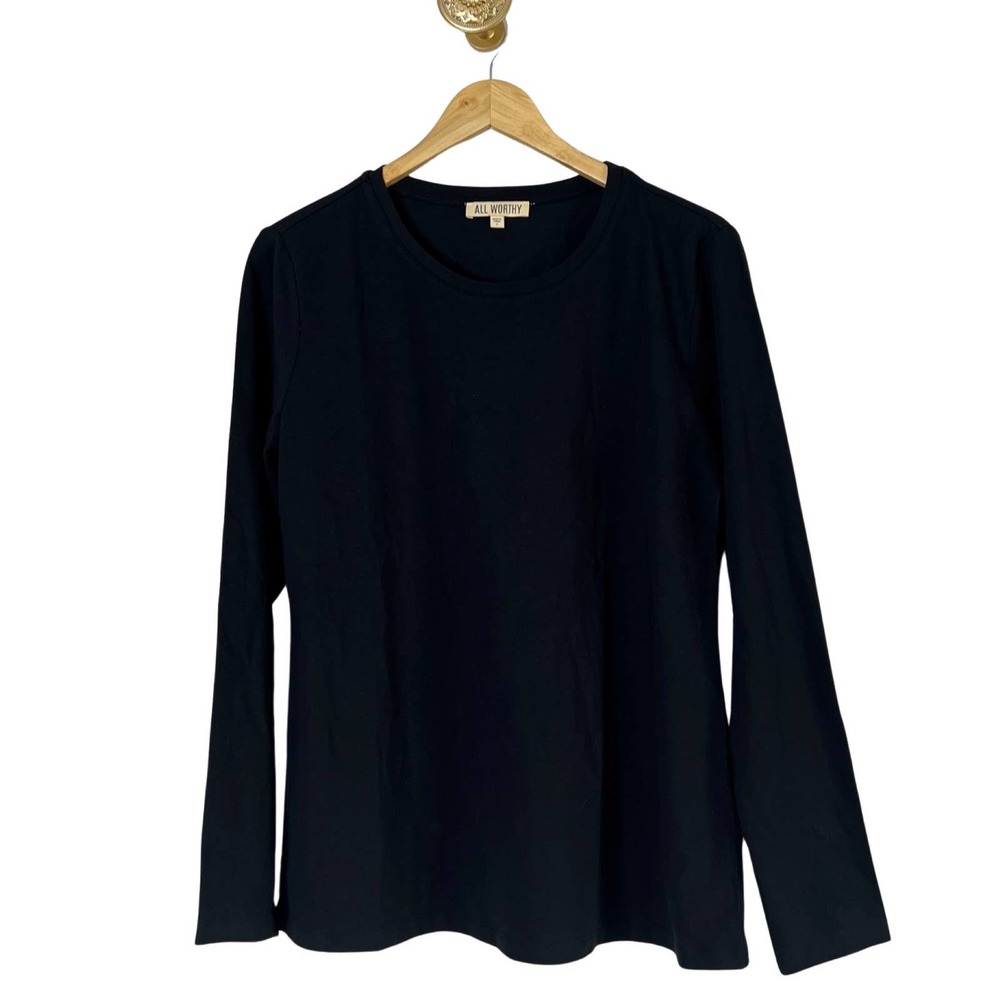 ALL WORTHY Hunter McGrady Long Sleeve Top Black S